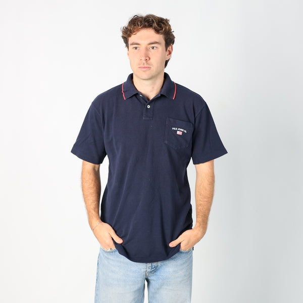 Navy Blue 90s Polo Jeans Ralph Lauren T-Shirt (XL)